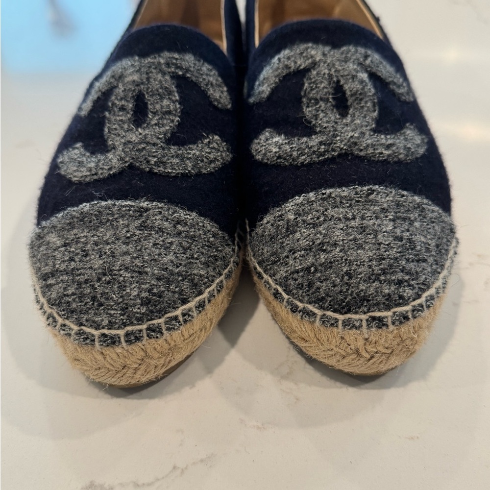 Chanel Women's Black and Gray Espadrilles - Picture 2 of 6